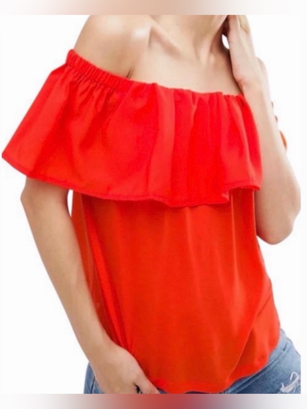 FRENCH CONNECTION Polly Cold Shoulder Top - Orange - Sz S